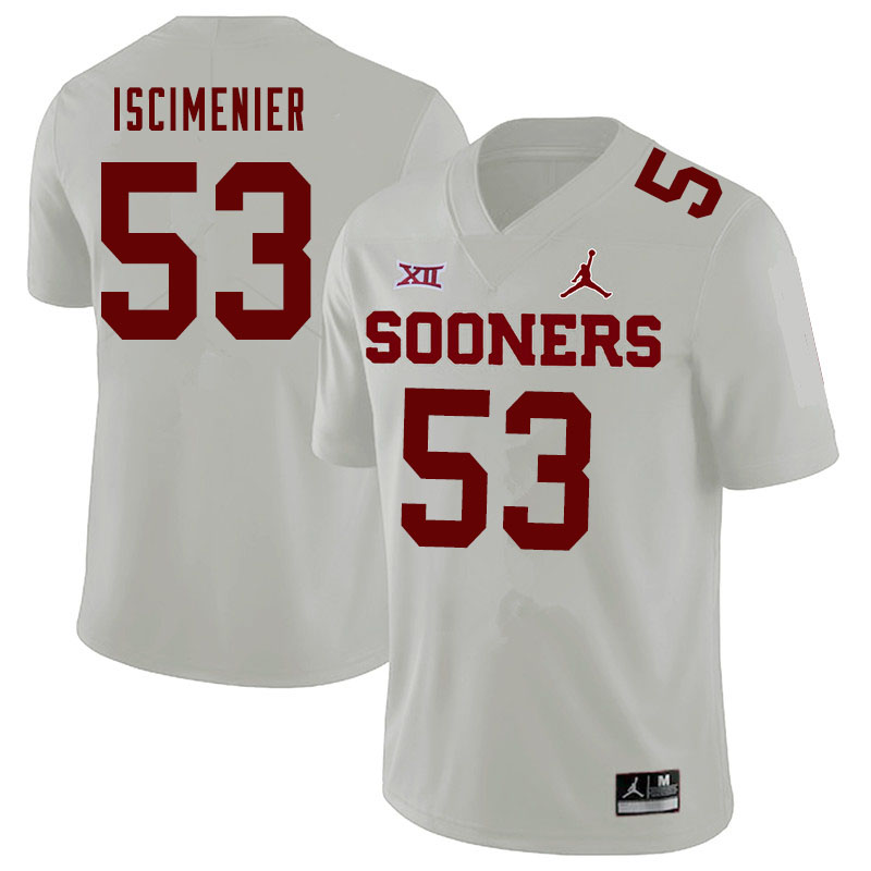 Oklahoma Sooners #53 Jared Iscimenier College Football Jerseys Sale-White